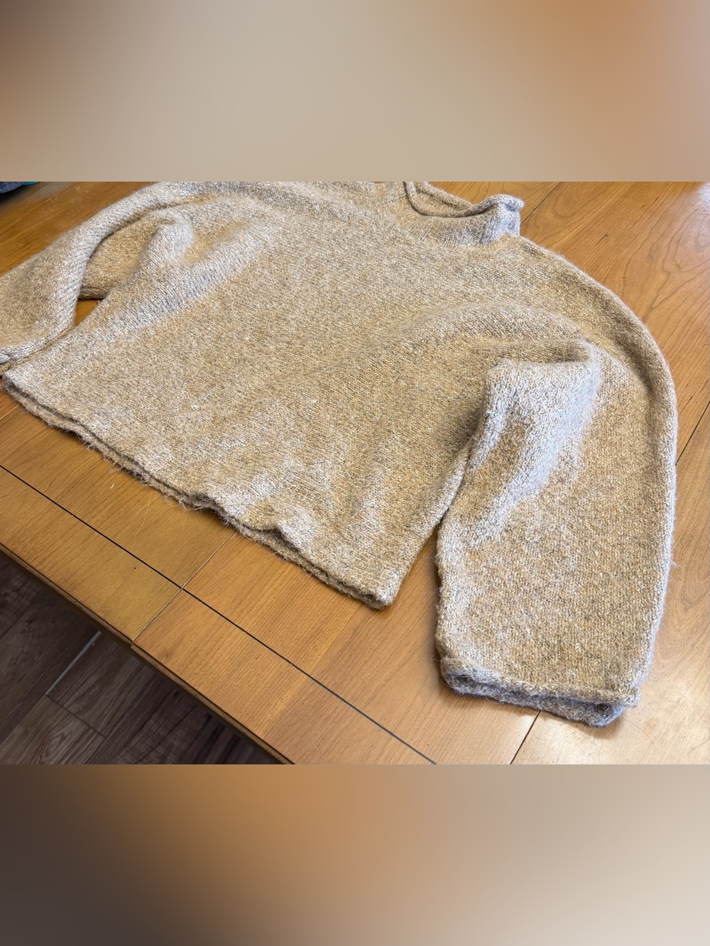 William Rast Light Taupe Mock Neck Wool Blend Sweater | Quiet Luxury | M - Picture 3 of 7